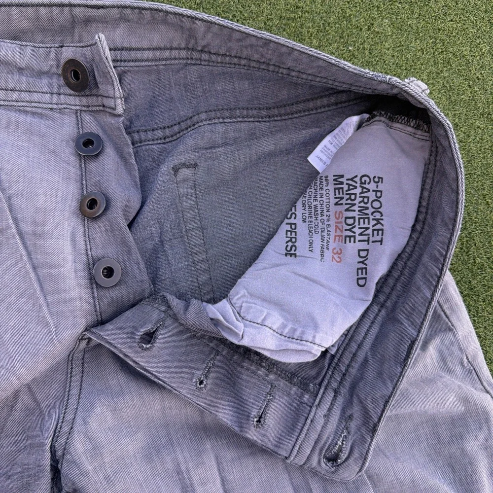 James Perse Brushed Twill 5 Pocket Pants Gray Yarn Men 32x32 UNHEMMED Slim $325